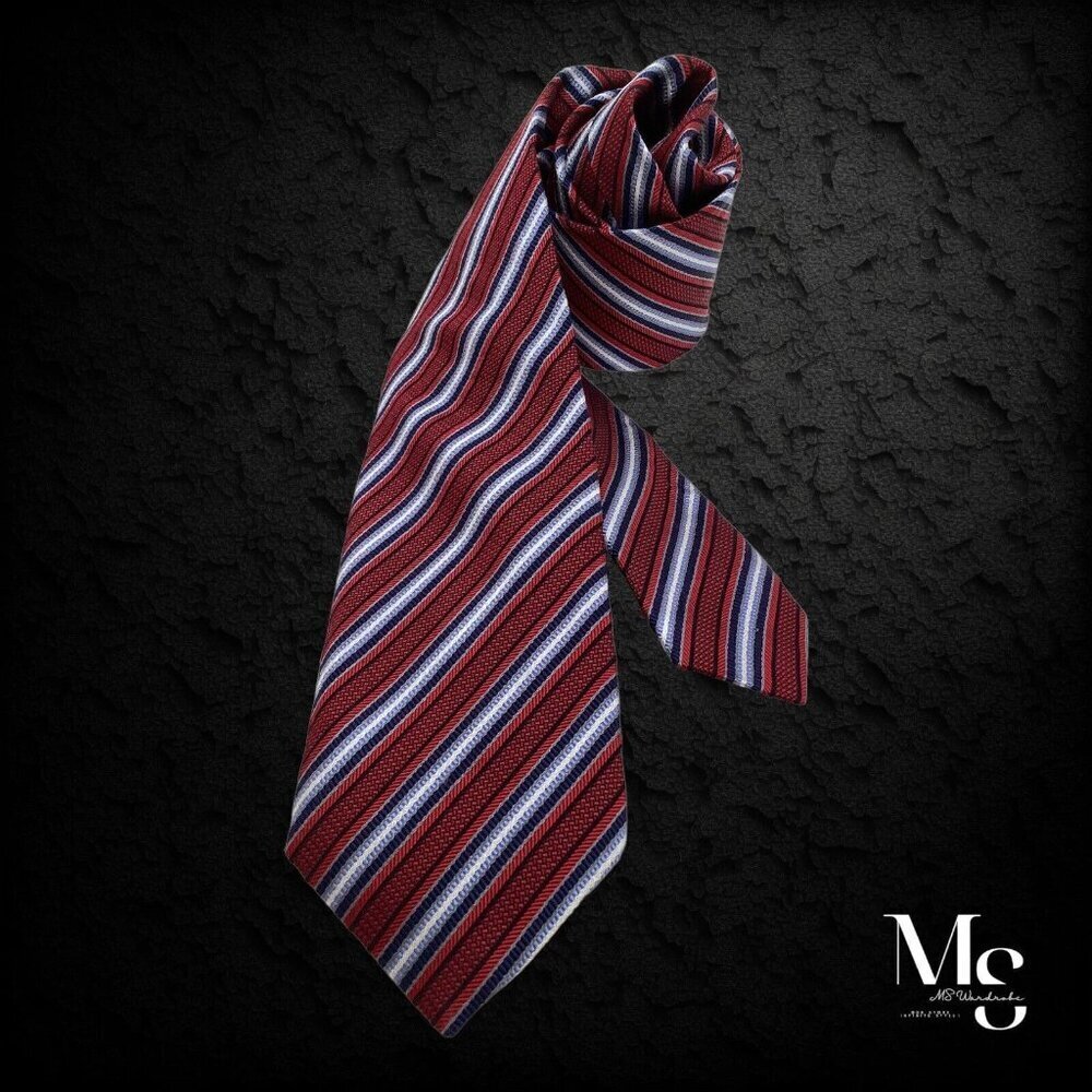 JZ RICHARDS Purple Striped Luxury Silk Tie Hand Made In USA W: 3."4 EX COND